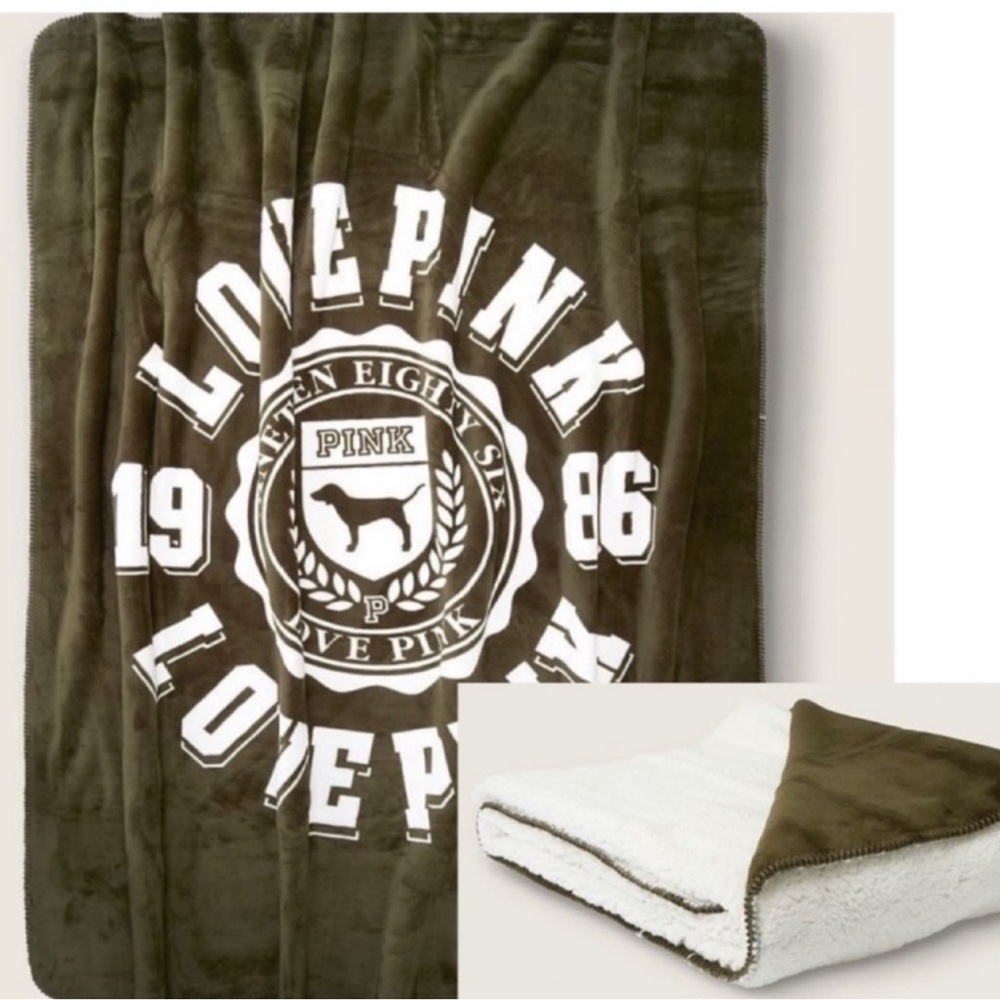 Pink Soft Sherpa Blanket Size 60" x 72" Color Green/White